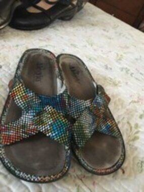 ALEGRIA VIO-720 Multi Floral Snake Pattern Leather Sandals Women's Shoes 39 US 9